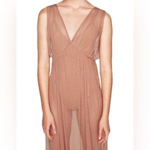 ZARA nude sheer bodysuit dress